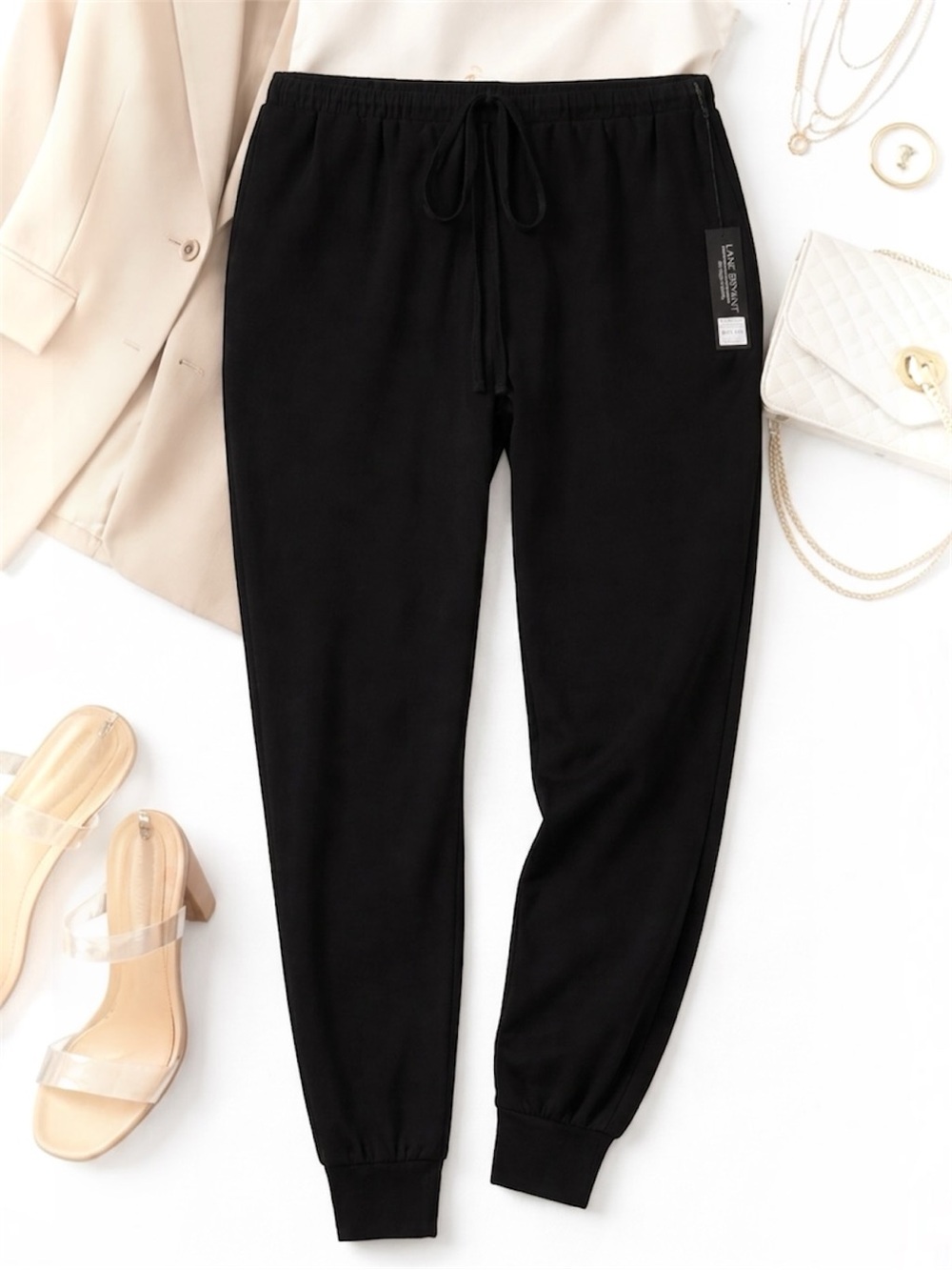 NWT Lane Bryant Size 18 20 Petite Black Jogger Pants 18/20P Pull On Casual